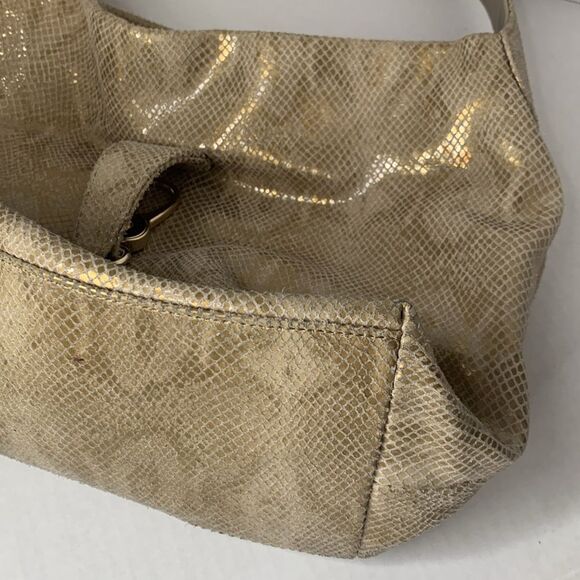 Dooney & Bourke Belvedere gold snakeskin textured leather Logo Lock hobo bag - Picture 12 of 14